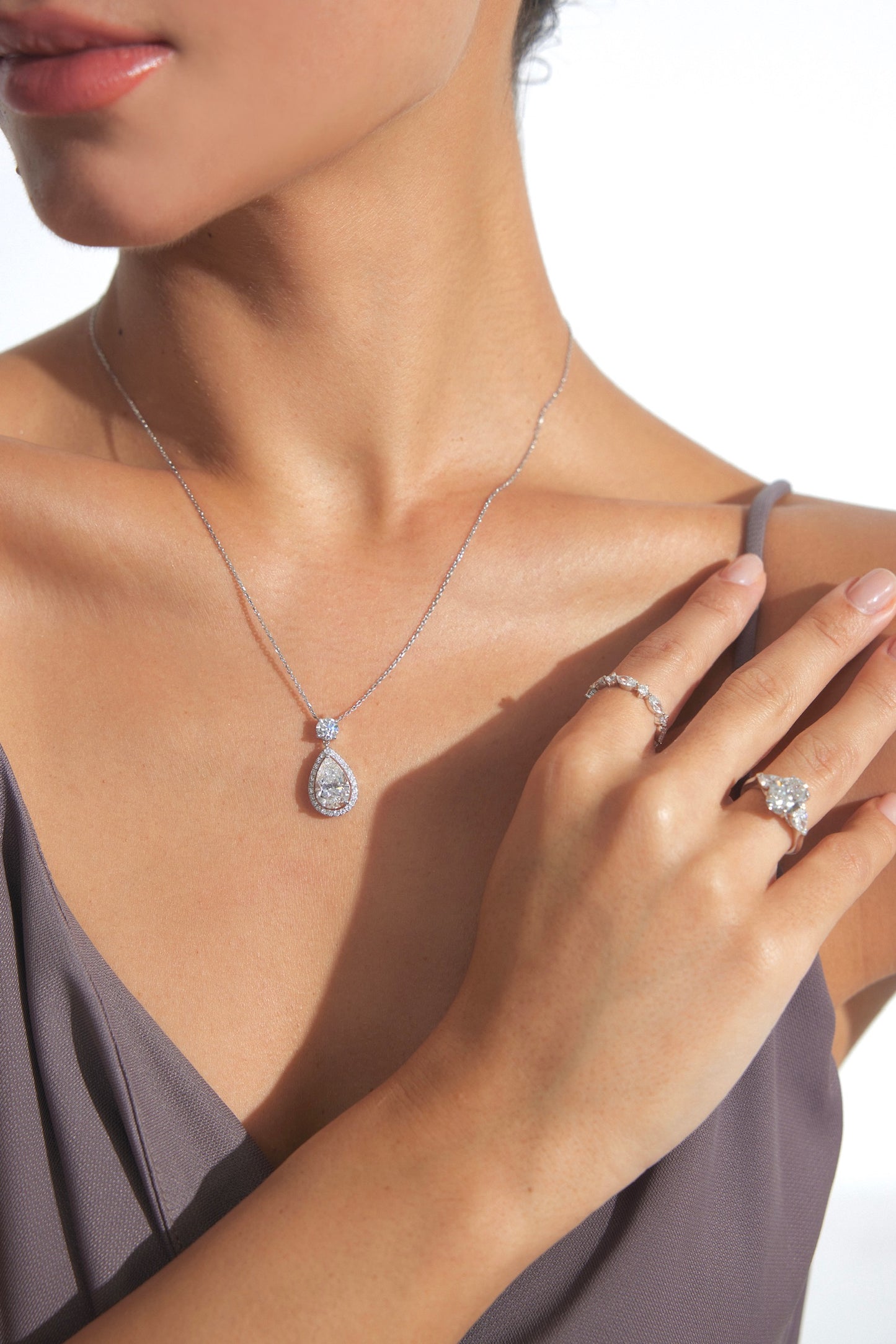 Lab Grown 3.10ct Pear Drop Diamond Necklace