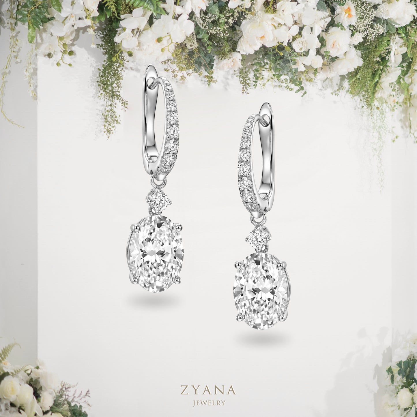 18k Gold Lab Grown 2.00ct Oval Hoops Earrings | IGI Certificate