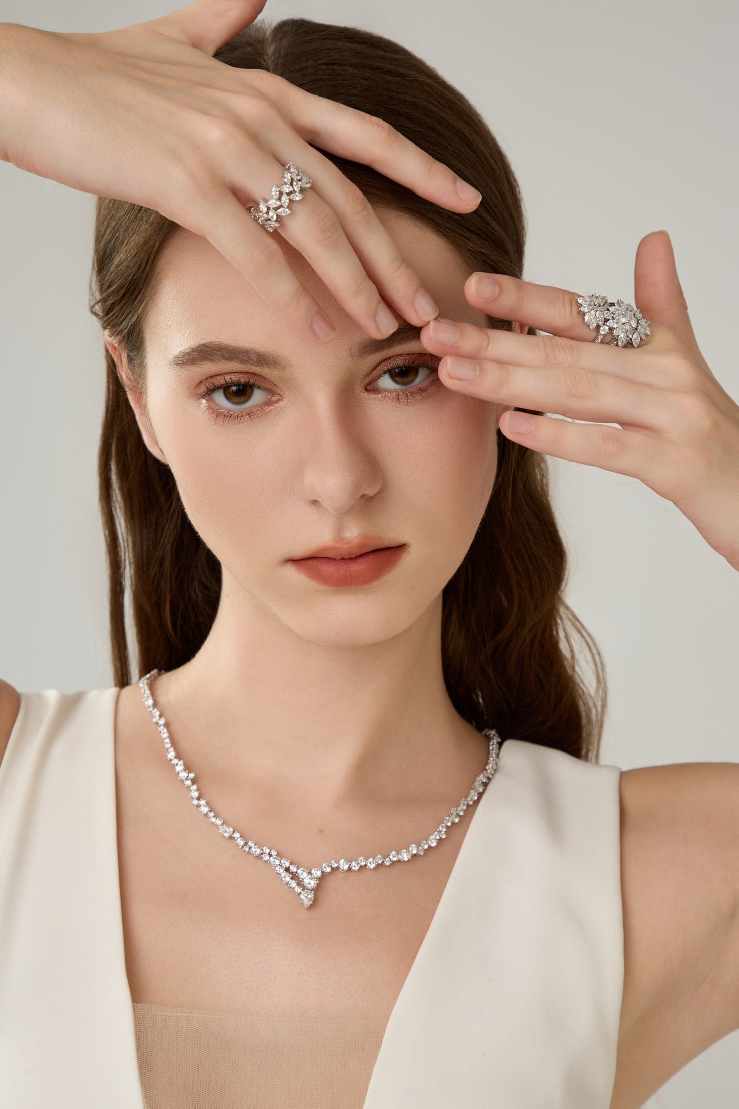 Lab Grown Cluster Diamond Bridal Necklace