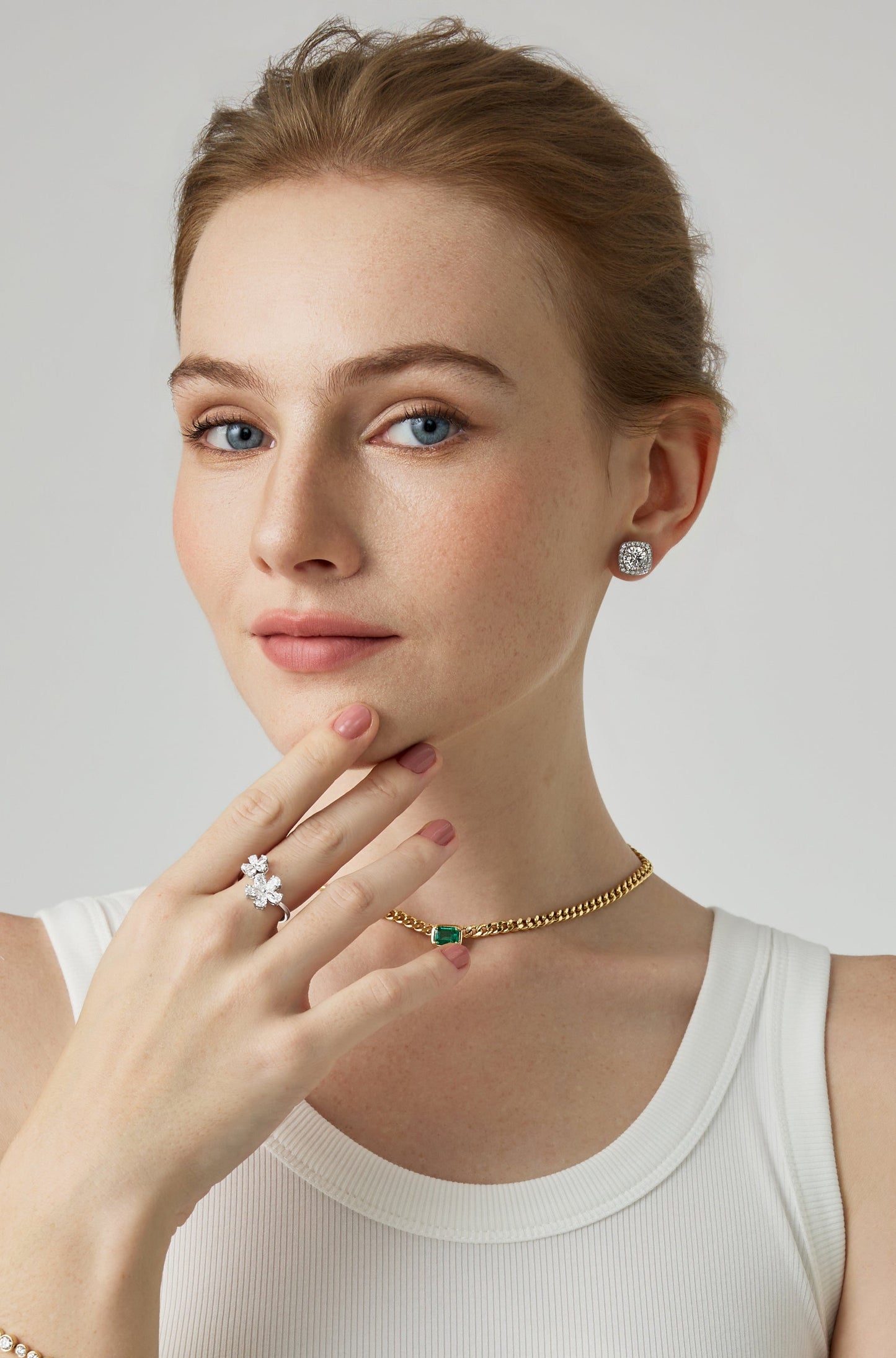 18k Gold Lab Grown 1.00ct Round Brilliant Cut Square Halo Jacket 2-ways Earrings | IGI Certificate