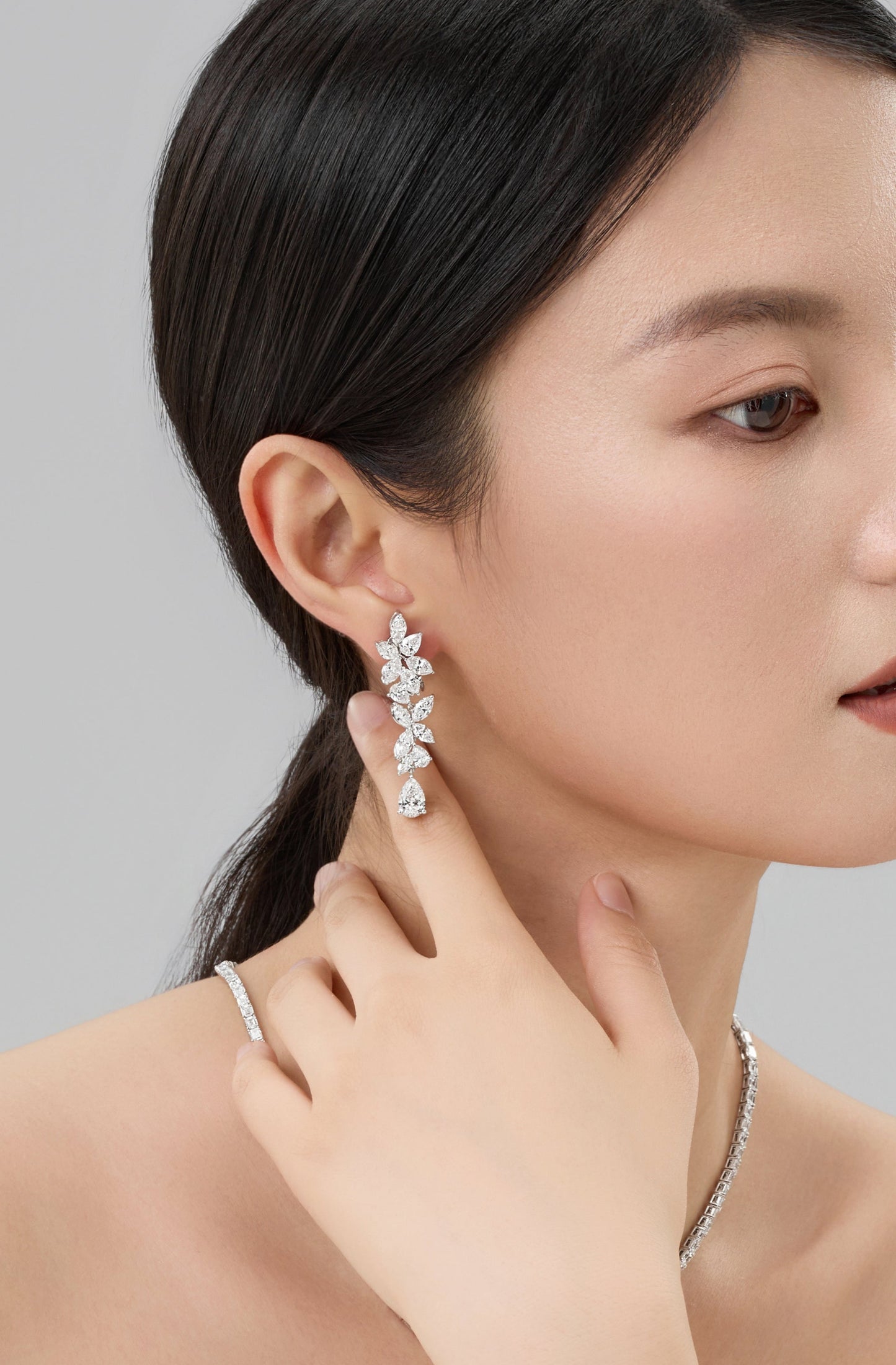 Lab Grown Marquise and Pear Shaped designer Diamond Earrings