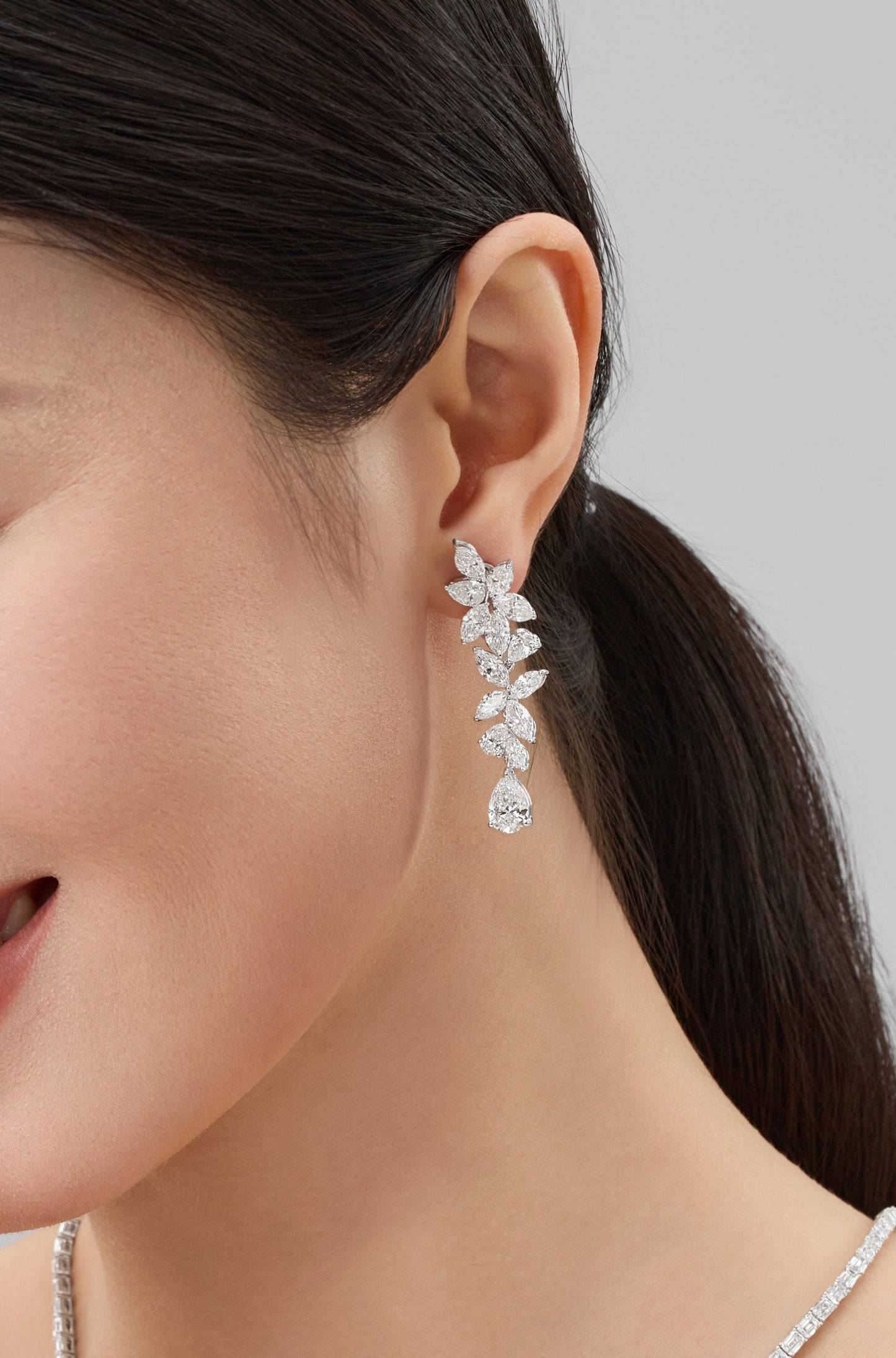 Lab Grown Marquise and Pear Shaped designer Diamond Earrings