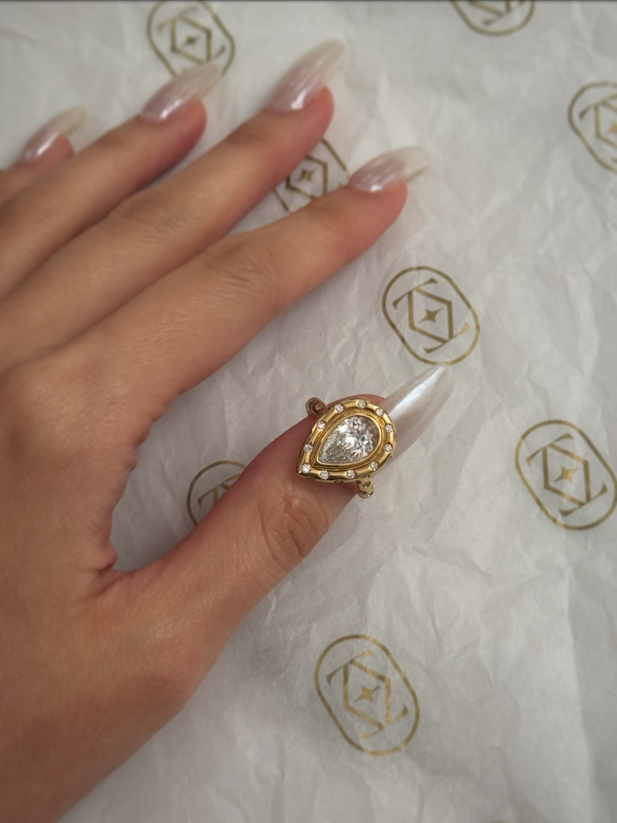 Dot Code Lab Grown Pear Cut Polka Dots Ring | IGI Certificate