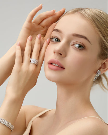 18k Gold CASCADE Lab Grown Emerald Cut Drop Diamond Earrings