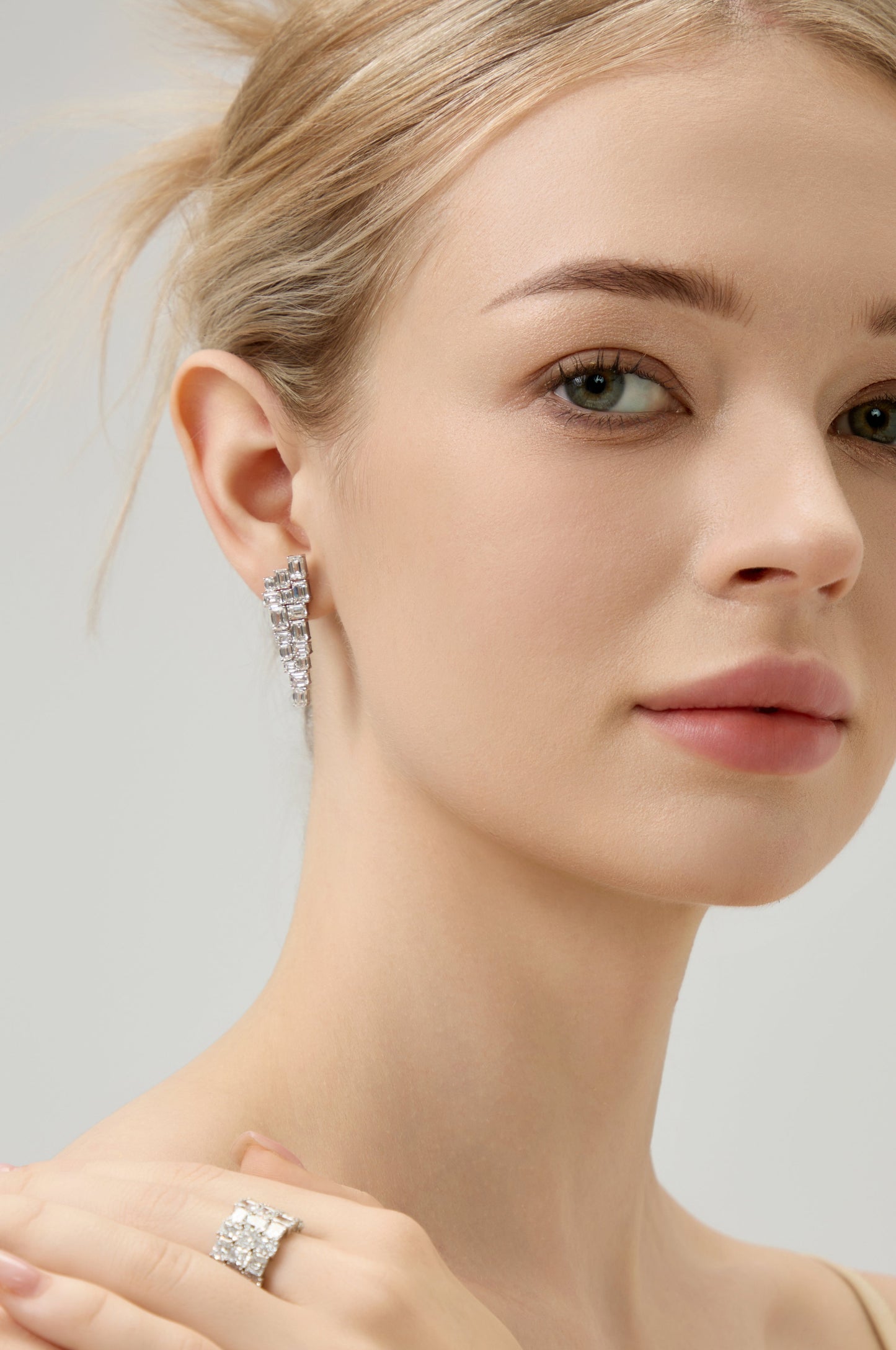 Lab Grown Emerald cut Diamond drop Earrings