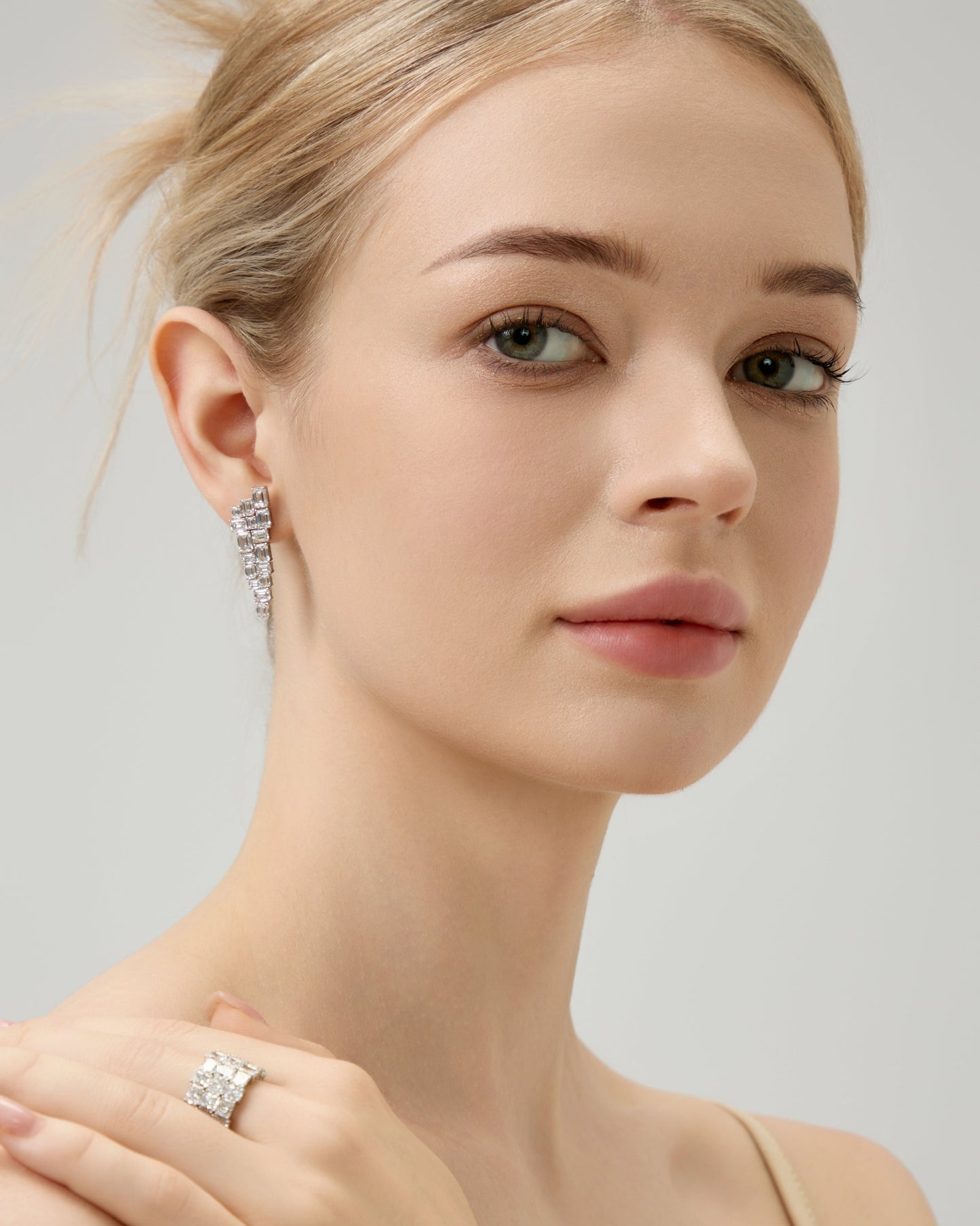 18k Gold CASCADE Lab Grown Emerald Cut Drop Diamond Earrings