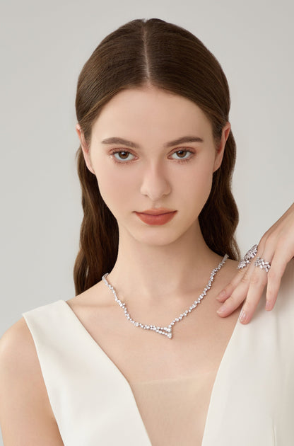 Lab Grown Cluster Diamond Bridal Necklace