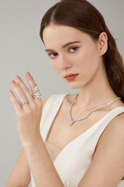 Lab Grown Marquise Crossing Diamond full Ring