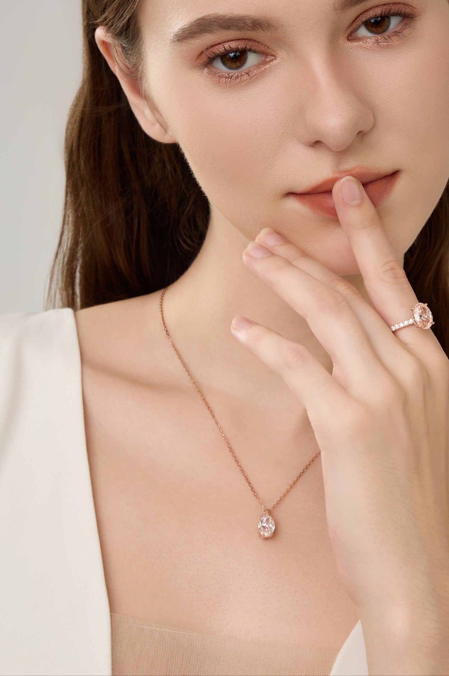 Lab Grown 2.30ct Oval pendant Diamond Necklace