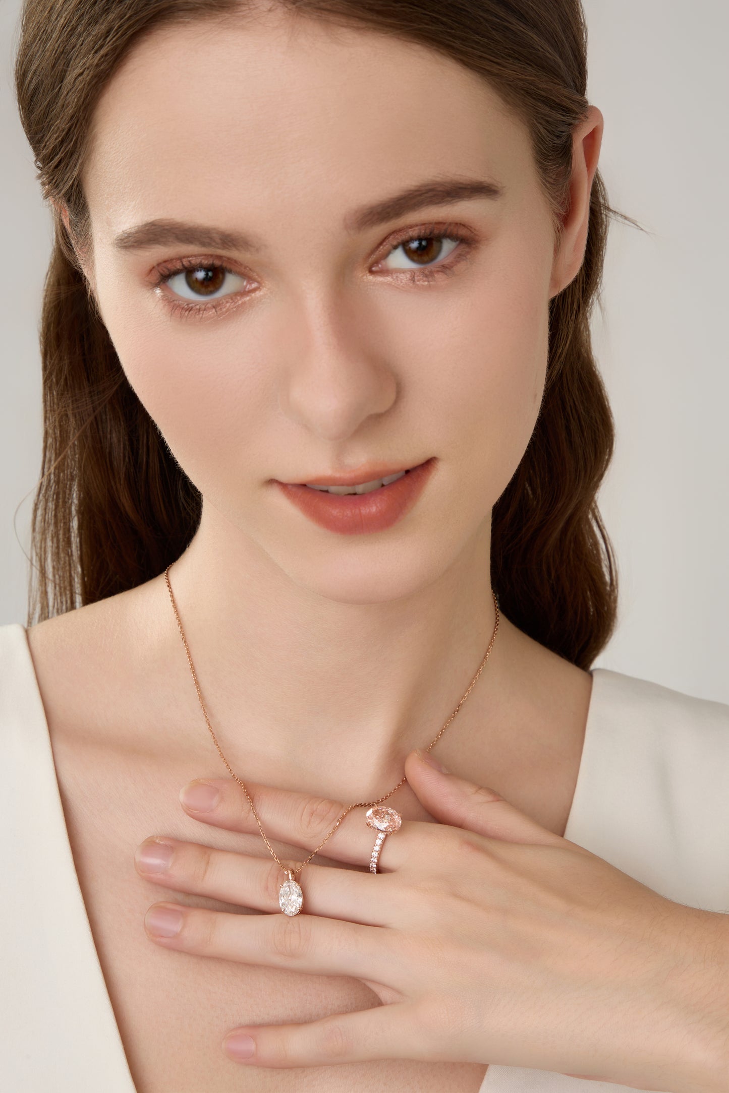 Lab Grown 2.30ct Oval pendant Diamond Necklace