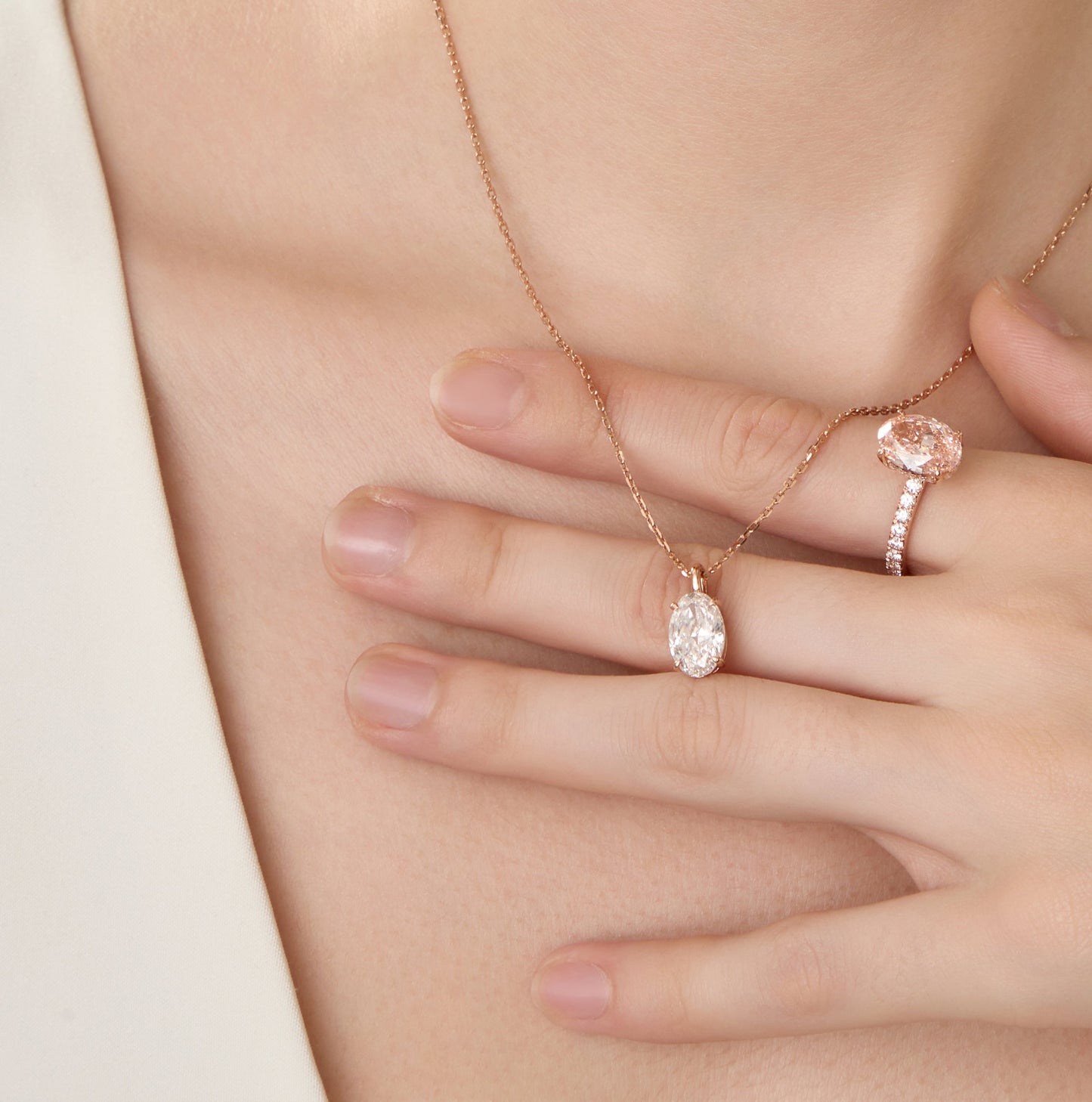 Lab Grown 2.30ct Oval pendant Diamond Necklace