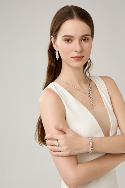 Lab Grown Pear & Marquise shaped Diamond bridal Necklace