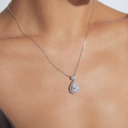 Lab Grown 3.10ct Pear Drop Diamond Necklace