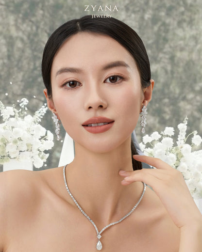18k Gold BIANCA Lab Grown Pear & Marquise Shaped Diamond Designer 2-ways Bridal Earrings