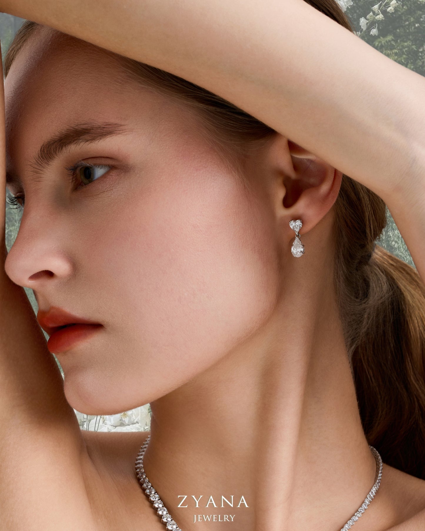 18k Gold AMOUR Lab Grown Heart & Pear Drop Earrings