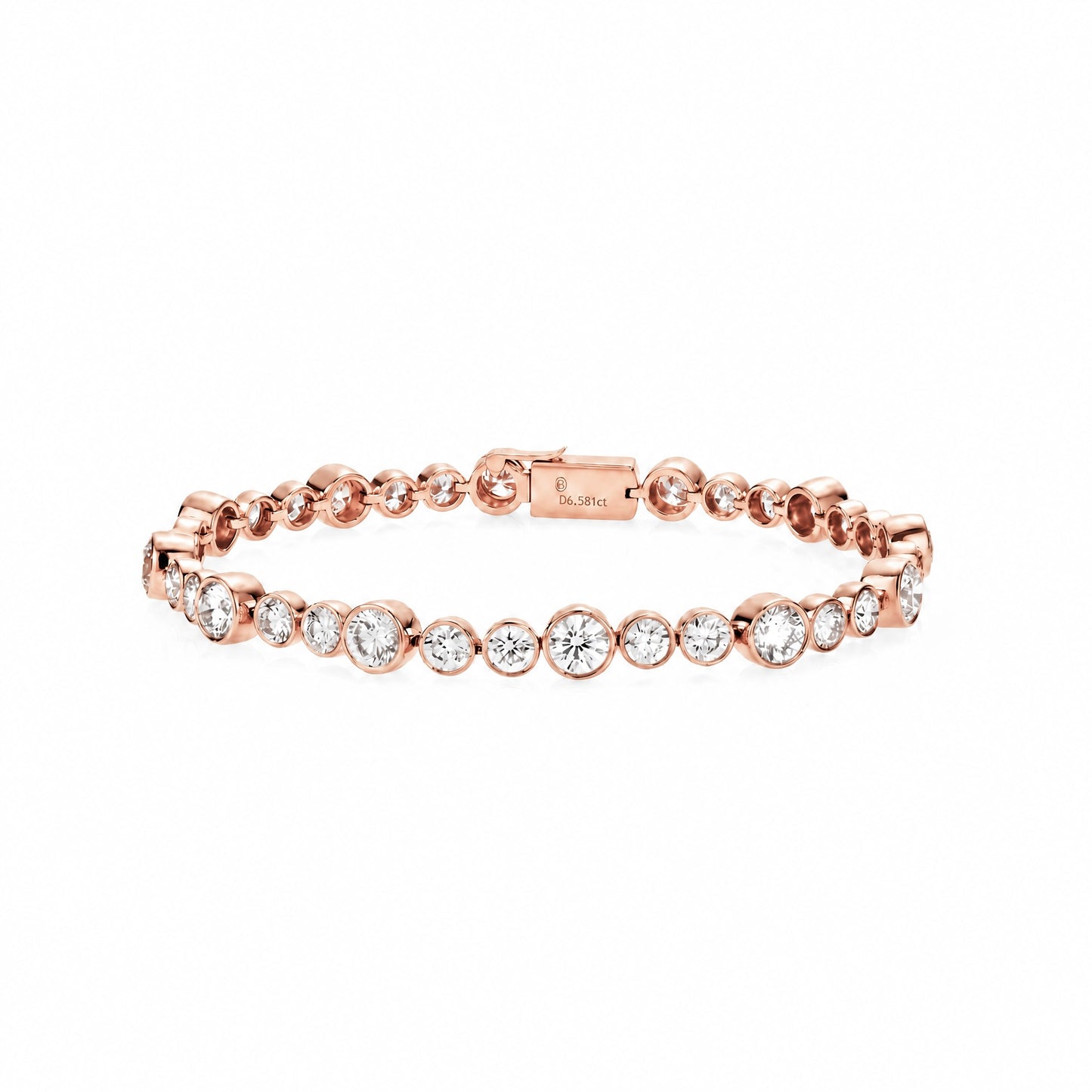 18k Gold Lab Grown Round Brilliant Diamond Bubble Alternating Bracelet