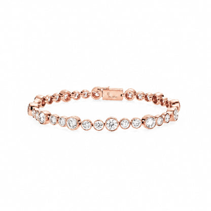 18k Gold Lab Grown Round Brilliant Diamond Bubble Alternating Bracelet