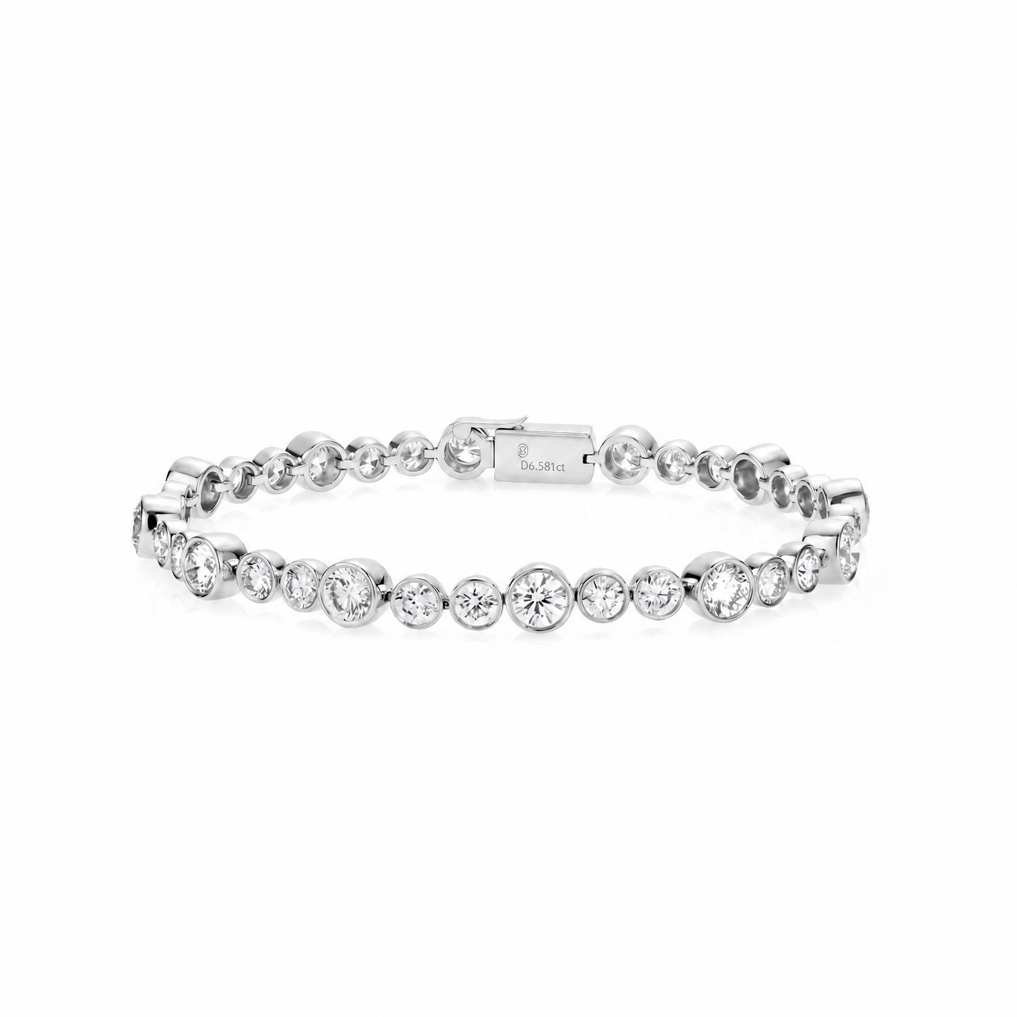 18k Gold Lab Grown Round Brilliant Diamond Bubble Alternating Bracelet
