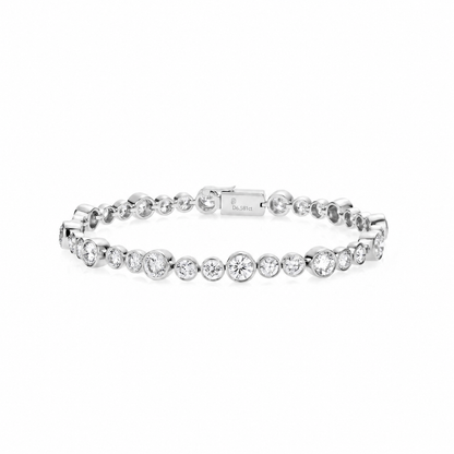 18k Gold Lab Grown Round Brilliant Diamond Bubble Alternating Bracelet