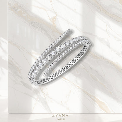 18k Gold Lab Grown Diamond The Helix 3 Layers Bridal Bangle