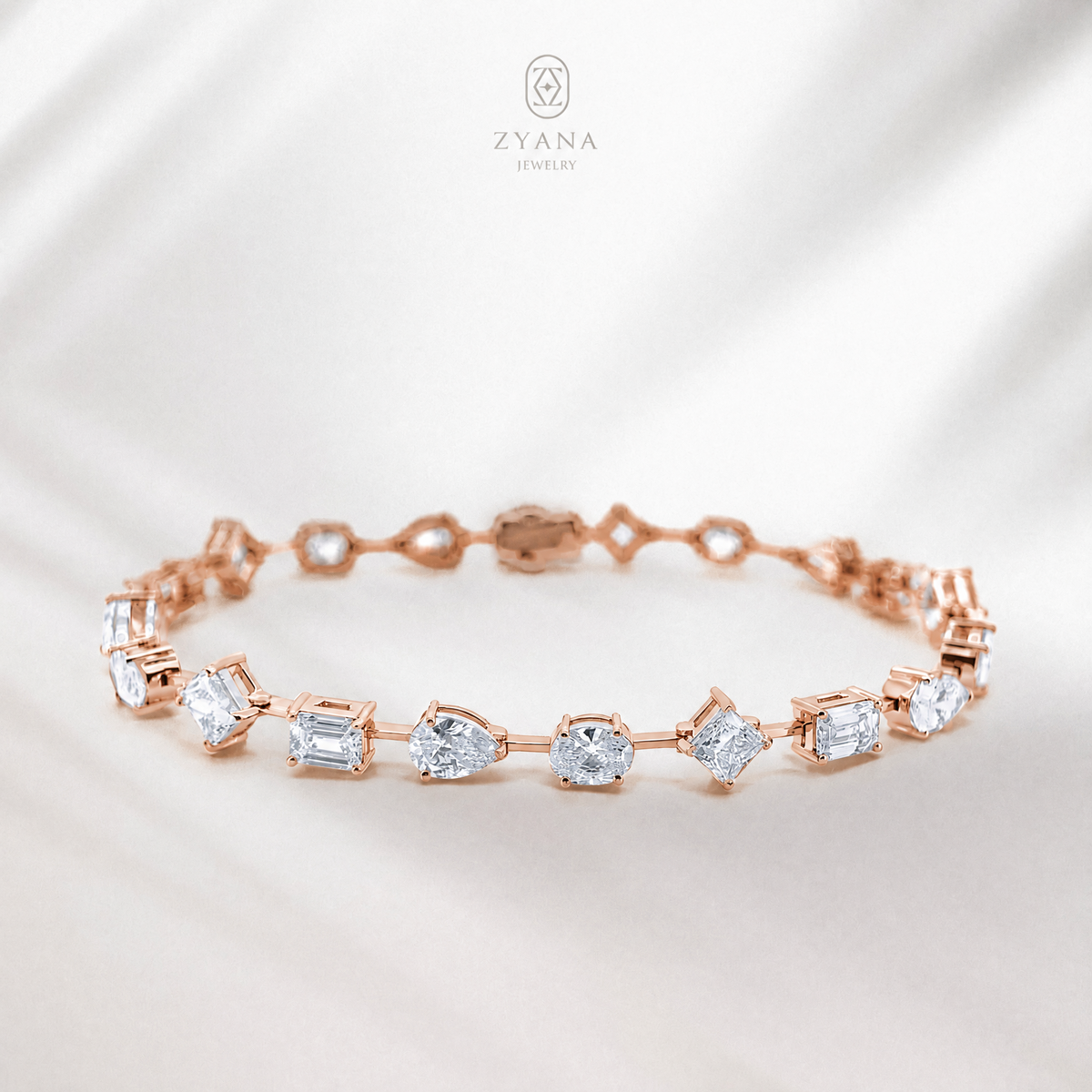 18k Gold Lab Grown Fancy Cut Diamond Mixing Bracelet | 0.30ct each x 20pcs