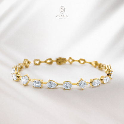 18k Gold Lab Grown Fancy Cut Diamond Mixing Bracelet | 0.30ct each x 20pcs