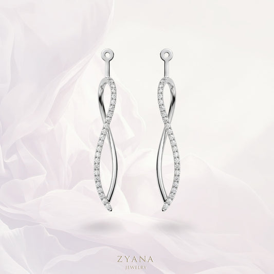 Platinum 950 Diamond 8-Shaped Earrings Jackets