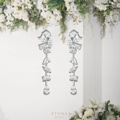18k Gold FORTUNA Lab Grown Fancy Cut Diamond Mixing Drop Earrings