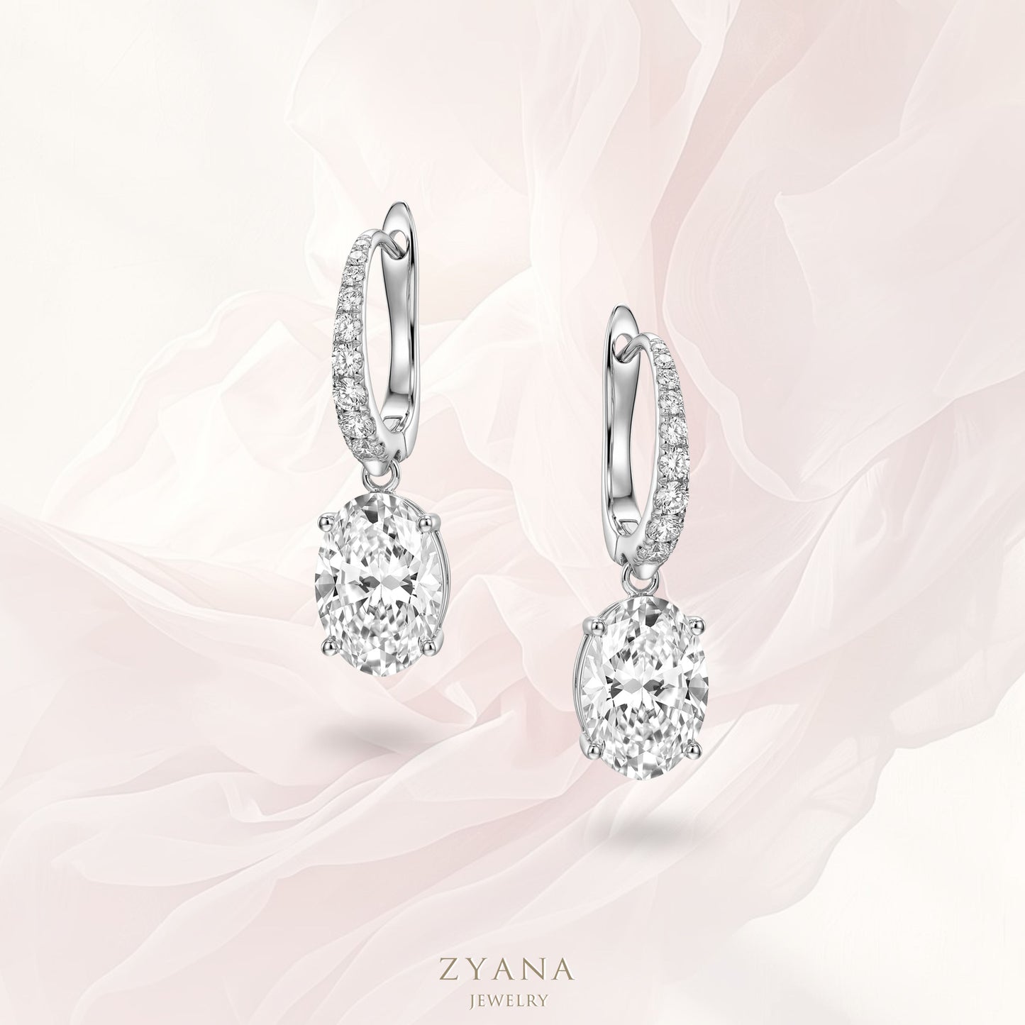 18k Gold Lab Grown 2.00ct Oval Hoops Earrings | IGI Certificate