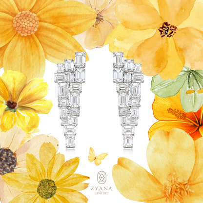 Lab Grown Emerald cut Diamond drop Earrings