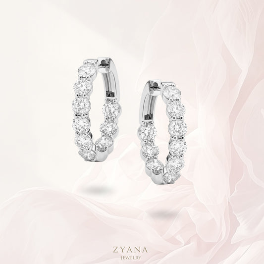 18K Gold Lab Grown Diamond Inside Out Hoops Earrings (0.15ct per diamond)