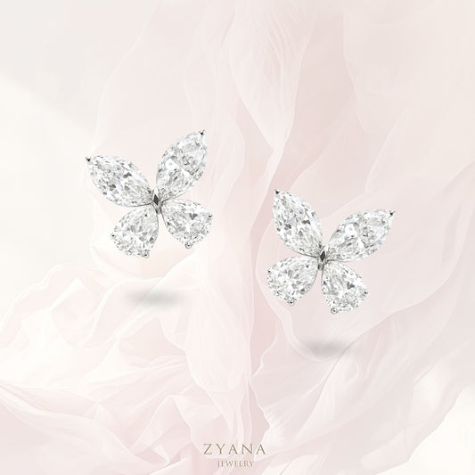 18k Gold Lab Grown Diamond Butterfly Earrings