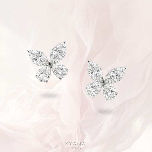 18k Gold Lab Grown Diamond Butterfly Earrings