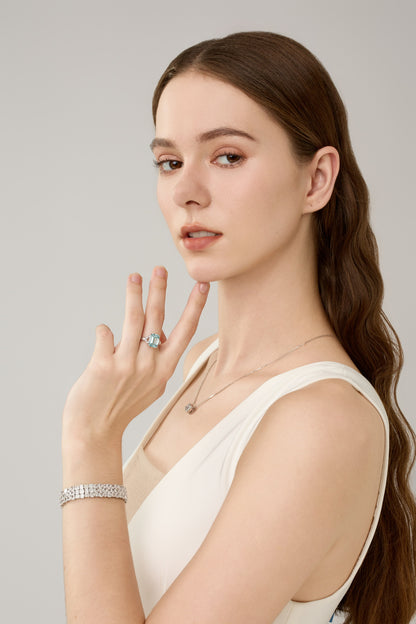 Lab Grown 5.00ct Fancy Intense Blue Emerald shaped Diamond Ring