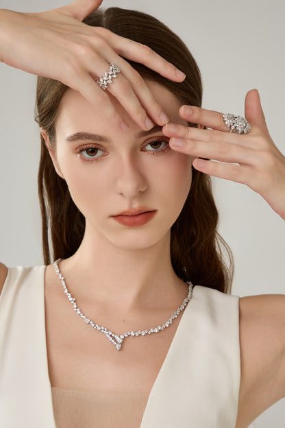 Lab Grown Cluster Diamond Bridal Necklace