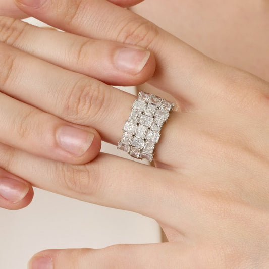 Lab Grown Radiant cut 3-layers Diamond Ring