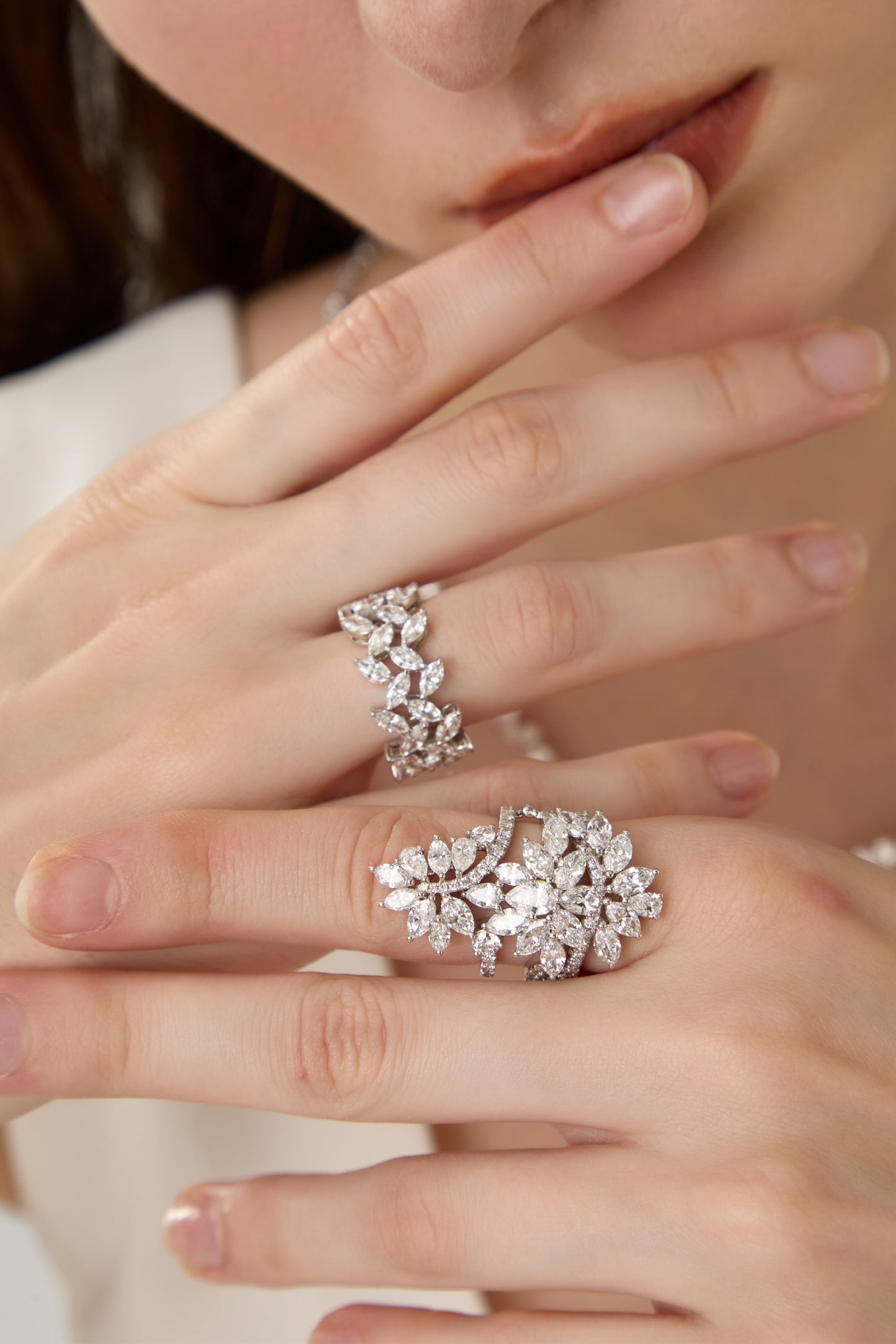 Lab Grown Marquise Crossing Diamond full Ring