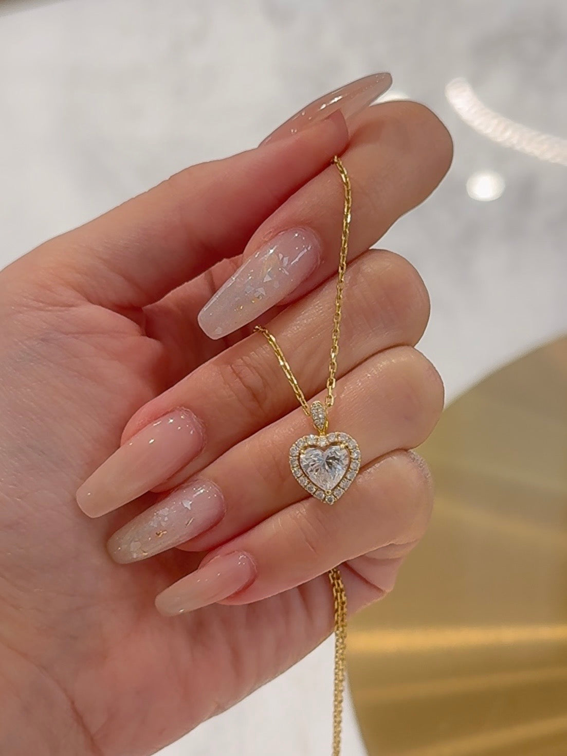 18k Gold Lab Grown 1.50ct Heart cut Diamond Halo Setting 2-ways Necklace & Ring