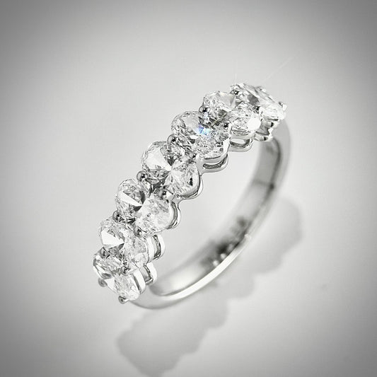 Lab Grown Oval Shaped Diamond Half Eternity Ring | 7pc 0.30ct each