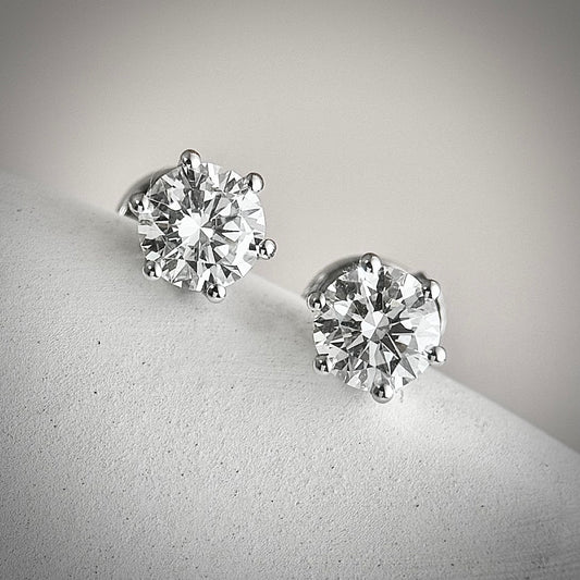 Lab Grown Six Prong Classic Round Stud Earrings | 1.20 ctw