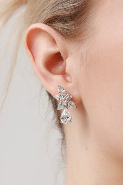 Lab Grown Pear cut Floral 2-ways Diamond Earrings | IGI Certificates