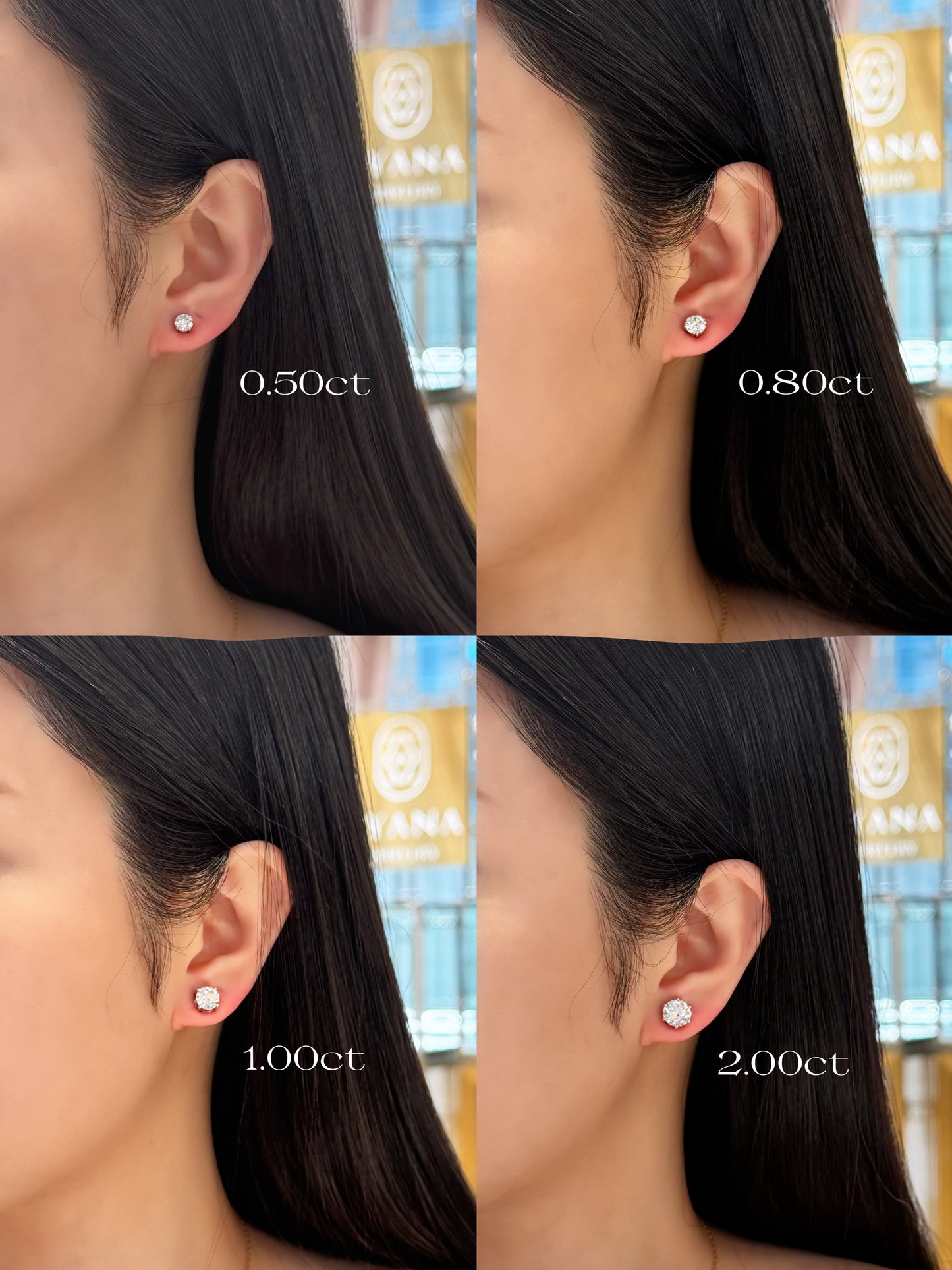 Lab Grown 4-Prong Classic Round Stud Diamond Earrings | 2.50 ctw (1.25ct each side)