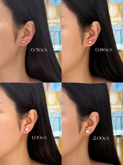 Lab Grown 4-Prong Classic Round Stud Diamond Earrings | 2.50 ctw (1.25ct each side)