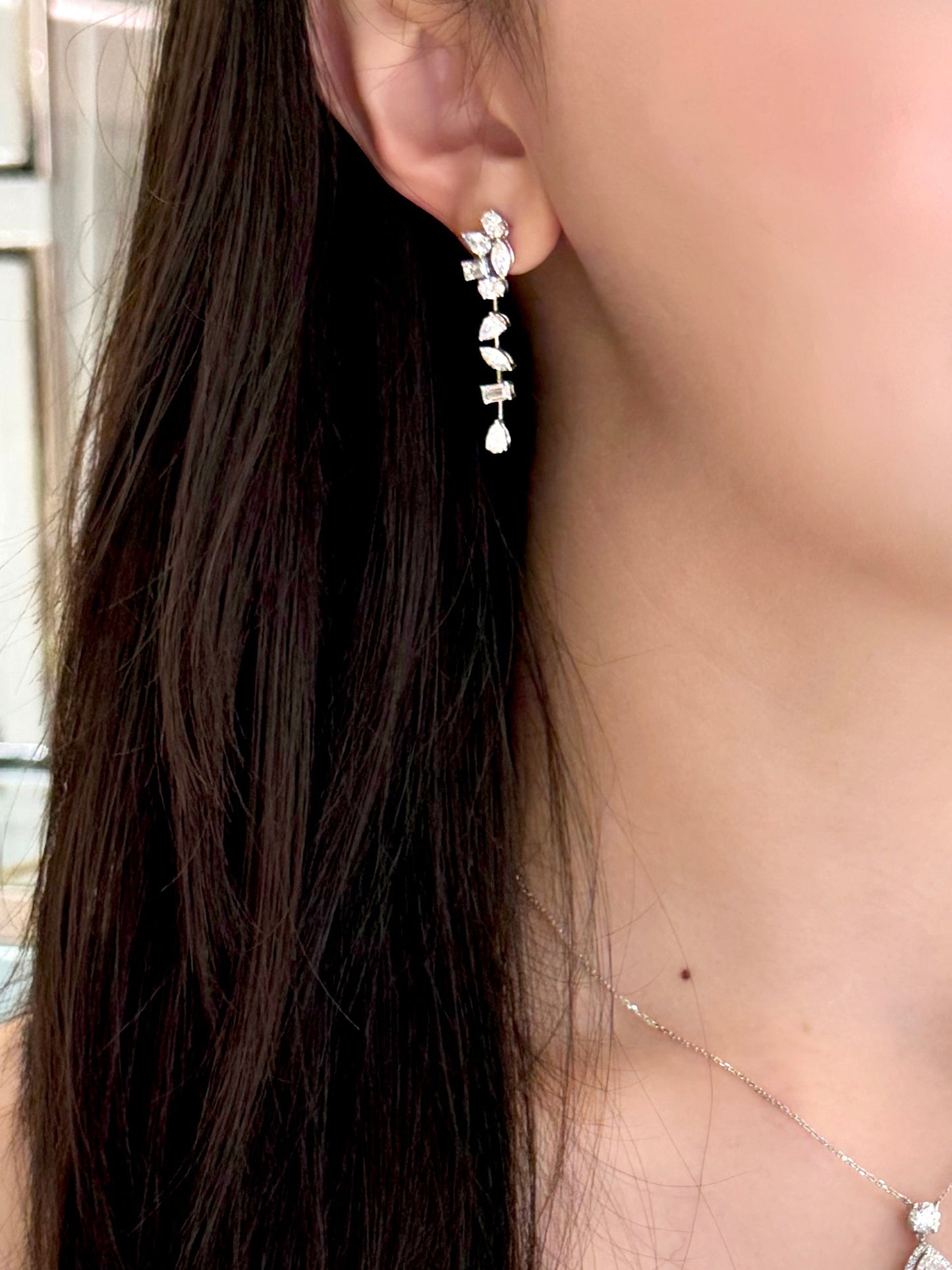 Lab Grown Fancy Cut Diamond Mixed drop Earrings