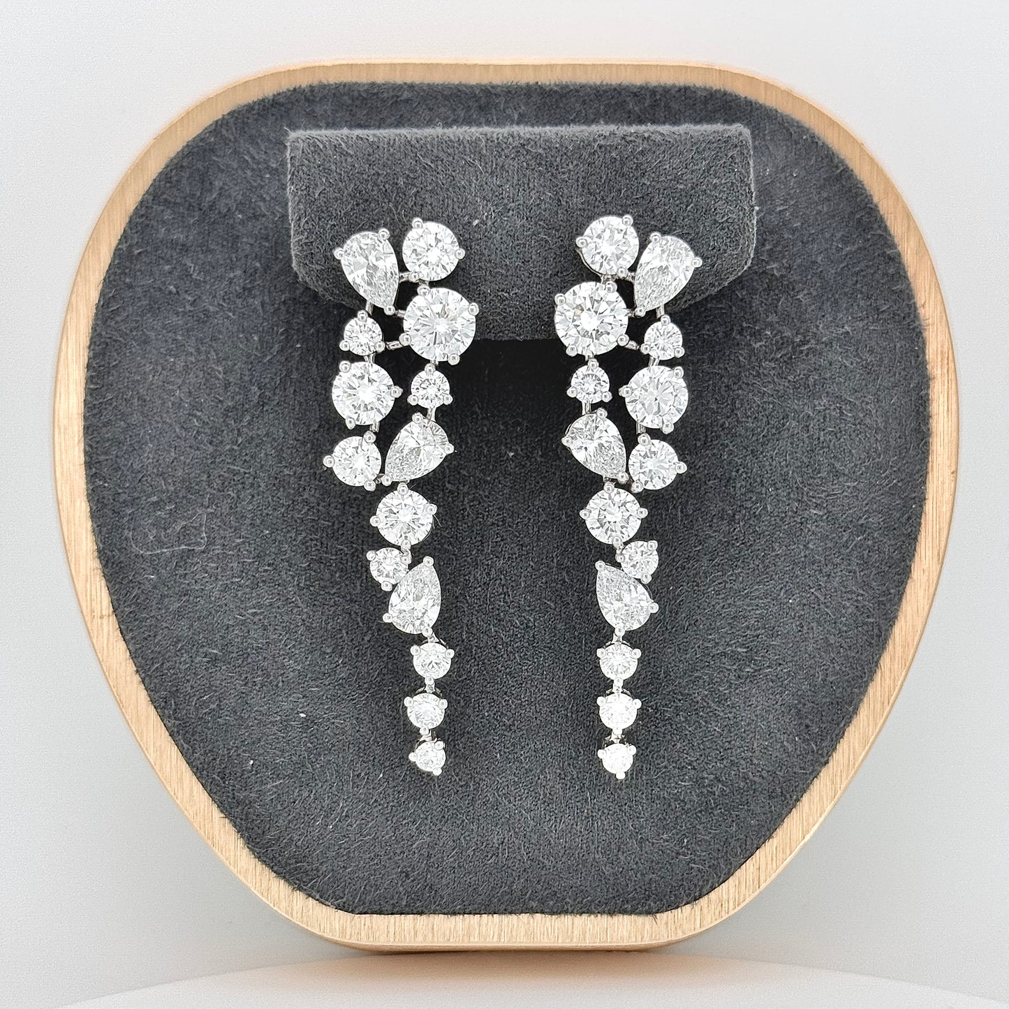 Lab Grown Pear & Round Diamond Cluster Bridal drop Earrings