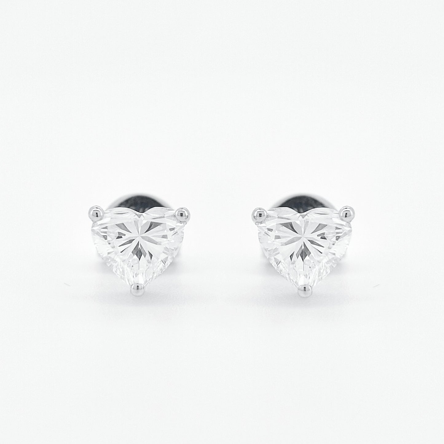 Lab Grown Classic Heart-shaped Stud Diamond Earrings | 1.65 ctw (0.825ct each side)