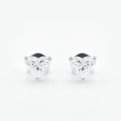 Lab Grown Classic Heart-shaped Stud Diamond Earrings | 1.65 ctw (0.825ct each side)