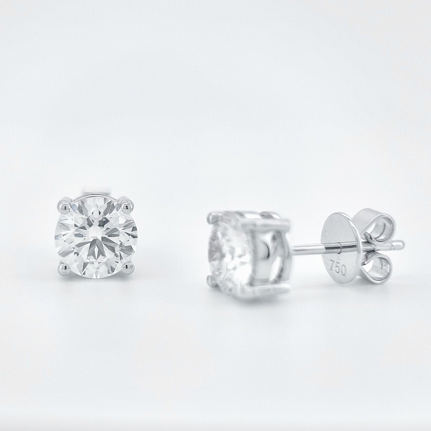 Lab Grown 4-Prong Classic Round Stud Diamond Earrings | 2.50 ctw (1.25ct each side)
