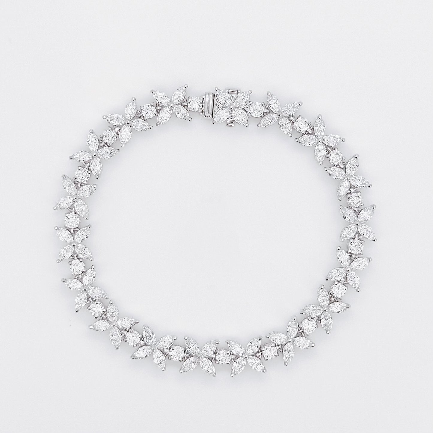 Lab Grown Floral Marquise-shaped Diamond Bracelet