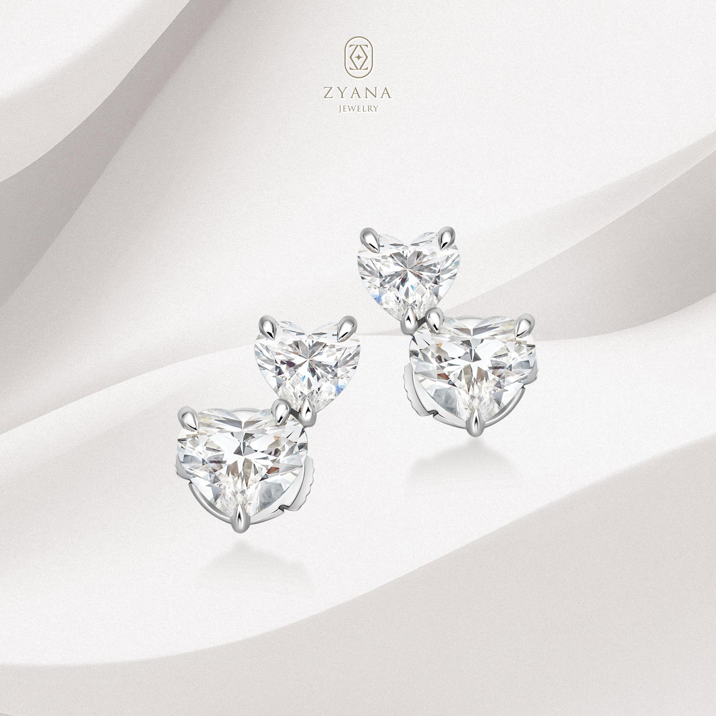 Lab Grown Heart-shaped Duo Diamond Earrings